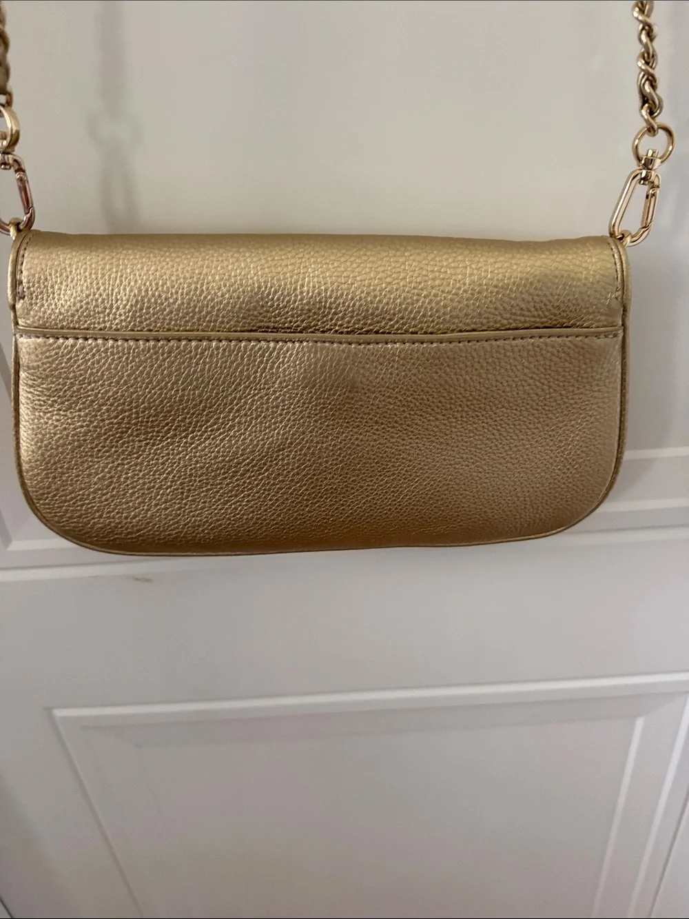 Tory Burch Metallic Gold Leather Crossbody with Chain Strap